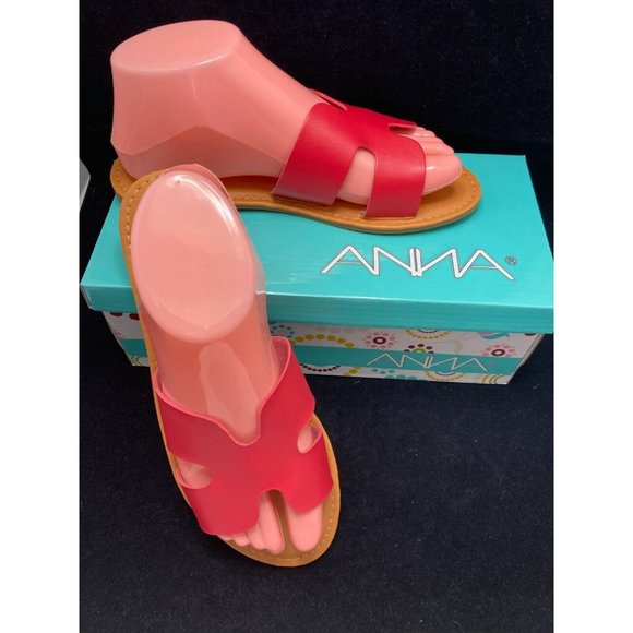 Anna Shoes - ANNA CUT OUT SLIDE RED SANDALS - SIZE 7- NEW IN BOX!